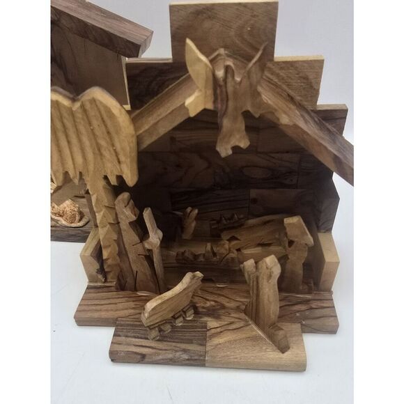 Lot of 3 Bethlehem Nativity Scene - Olive Wood Creshe Resin Israel - Picture 7 of 11